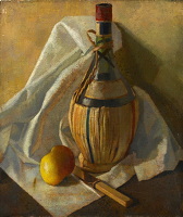 Chianti bottle with apple, circa 1922