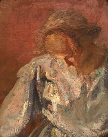 Half length study of a woman looking...