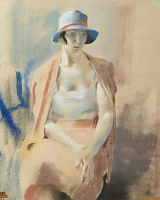 Olive in a Blue Hat