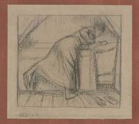 Mother leaning over cot, circa 1930