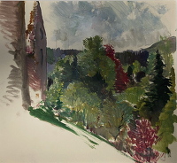 Ruin on a  sloping hillside