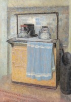 Aga with Two Kettles and Blue Towel