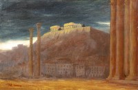 Looking up at the Acropolis in...