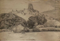 Corfe Castle viewed from the meadow...