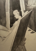 In the life room - female nude posed...