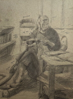Study of Amy knitting and reading