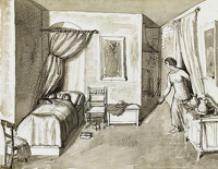 Bedroom scene: two children...
