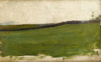 Landscape with green meadow  and...