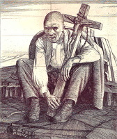Man and crucifix
