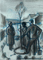 Figures planting a tree