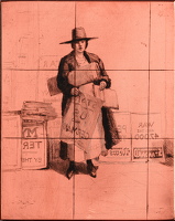 Woman selling newspapers annoucing...