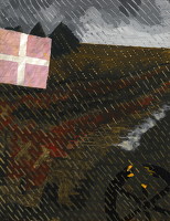 Falling Rain with Raised Flag