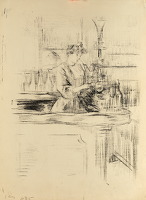 Woman working at a bar, late 1890's
