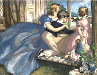 Children by a window, circa 1920