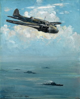 Avro Anson of Coastal Command above...