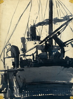 Cargo Steamer seen from the bow