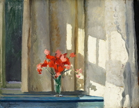 Sweet Peas on a window sill, circa 1930