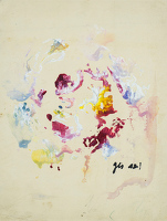 Abstract in red, yellow, white and blue