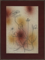 Poppies with blow paint