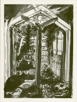Cat peering through window , circa 1950