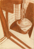 A corner of the artist's studio with...