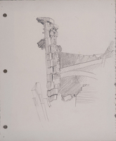 Bomb damage to a stone masonary column