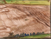Aerial view figures walking through...