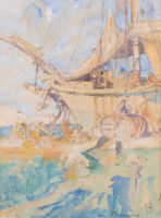 Venetian canal with boat loading