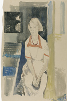 Audrey Seated with Coral Necklace