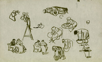 Studies of a seated couple reading...