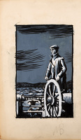 Sketch of a helmsman at the wheel
