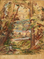 View of Houses Through a Gap in Trees