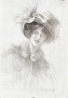 Half length portrait of young woman...