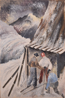 Skiers sheltering, circa 1930