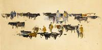 Sketch for Cattle Market Newport, 1949