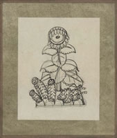 Sunflower and ferns