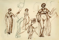 Sheet of studies of a Muse