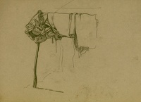Study of leather purses and drapes