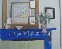 Still life of blue chimney with...