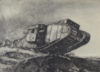 A female Mark I tank is crossing No...