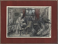 Percy's brother Ron tuning the violin