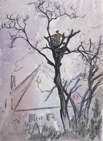 Workmen pollarding a tree
