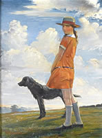 The artist’s daughter walking the...