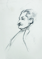 Bust length profile portrait of a...