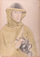 Soldier Holding a Gas Mask (believed...