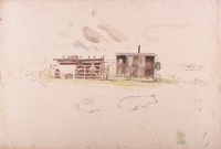 Study for background of A Land Girl...