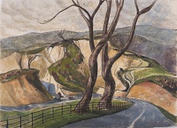 Winding road with quarry looming over