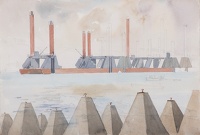 Two Spud piers being prepared for...