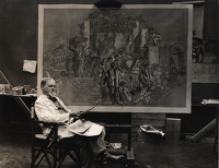 The artist working on a study for...