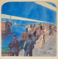 People on the quay at Tarbaek watch...